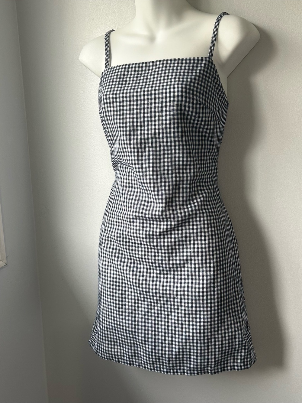 Elodie Navy & White Gingham Mini Dress Women’s Size Small